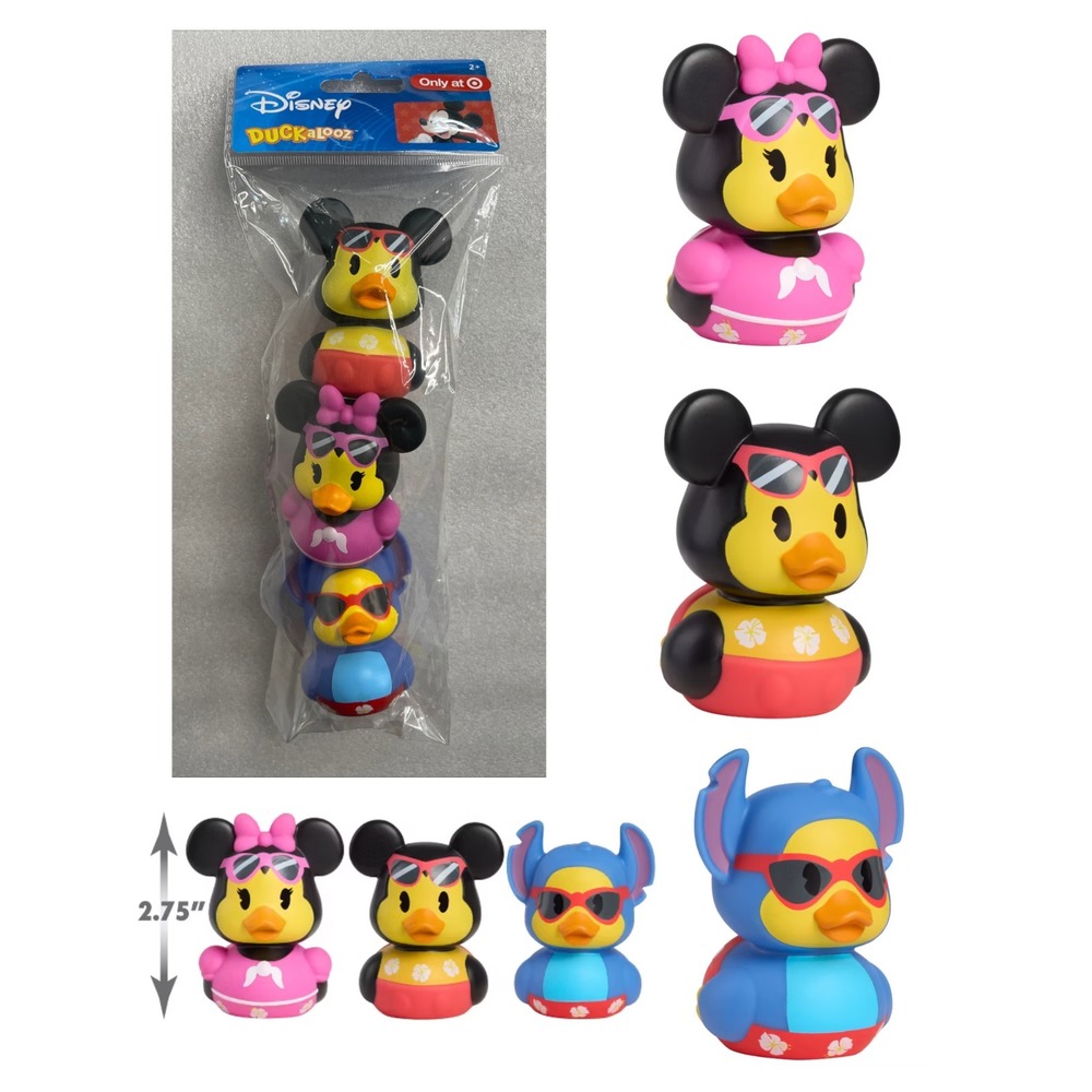 Disney Duckalooz‎ Summer Ducks Set Of 3 Mickey Mouse Minnie Mouse Stitch NEW